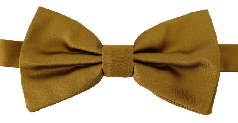 Dolce & Gabbana Elegant Mustard Yellow Silk Bow Men's Tie