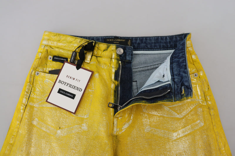 Dolce & Gabbana Chic High Waist Straight Jeans in Vibrant Women's Yellow
