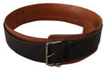 Costume National Black Brown Leather Silver Women's Buckle