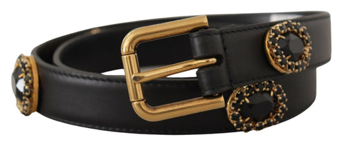 Dolce & Gabbana Elegant Black Leather Logo Women's Belt