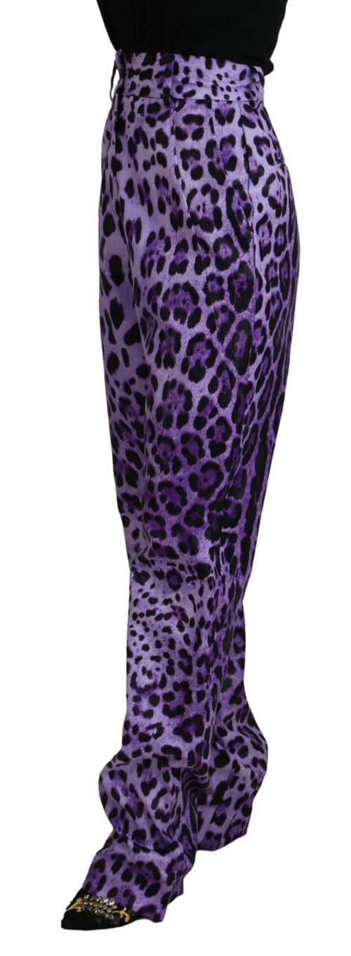 Dolce & Gabbana Elegant High Waist Straight Purple Women's Pants