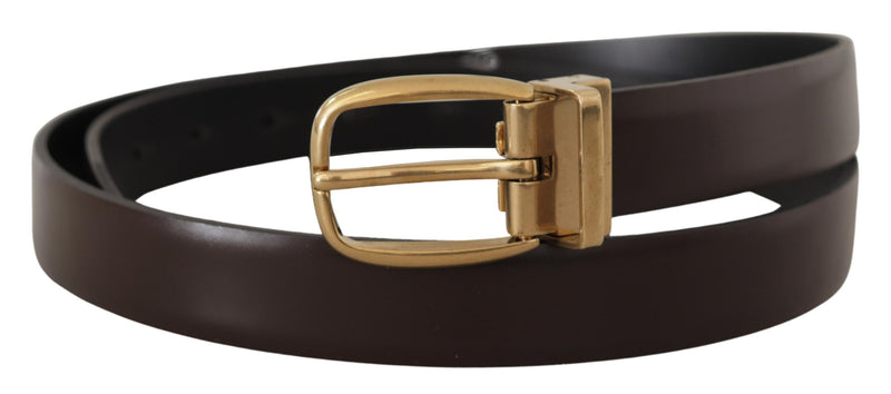 Dolce & Gabbana Elegant Dark Brown Leather Men's Belt
