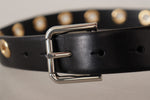 Dolce & Gabbana Chic Black Leather Belt with Engraved Women's Buckle