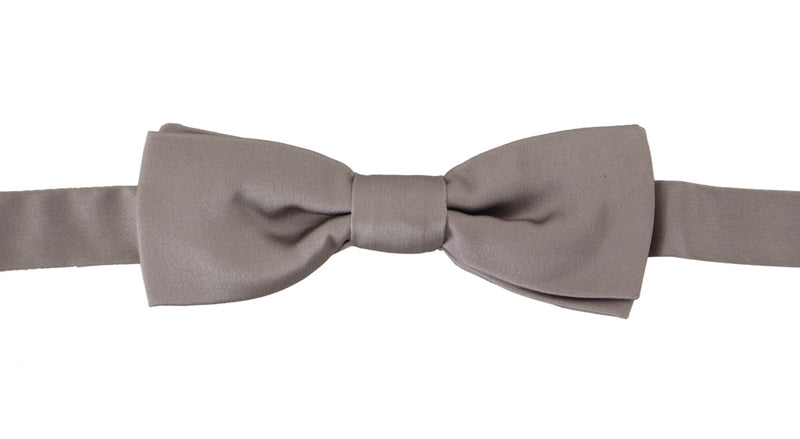 Dolce & Gabbana Elegant Silver Silk Bow Tie for Sophisticated Men's Evening
