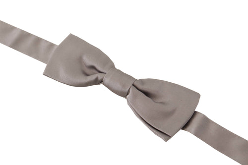 Dolce & Gabbana Elegant Silver Silk Bow Tie for Sophisticated Men's Evening