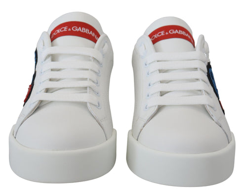 Dolce & Gabbana White Portofino Logo Classic Sneakers Women's Shoes