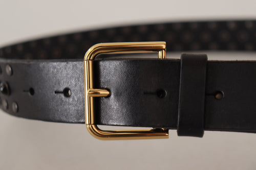 Dolce & Gabbana Elegant Leather Belt with Logo Engraved Men's Buckle