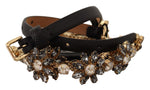 Dolce & Gabbana Elegant Crystal Daisy Chain Leather Women's Belt