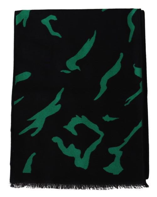 Givenchy Black Green Wool  Unisex Winter Warm Scarf Wrap Men's Shawl
