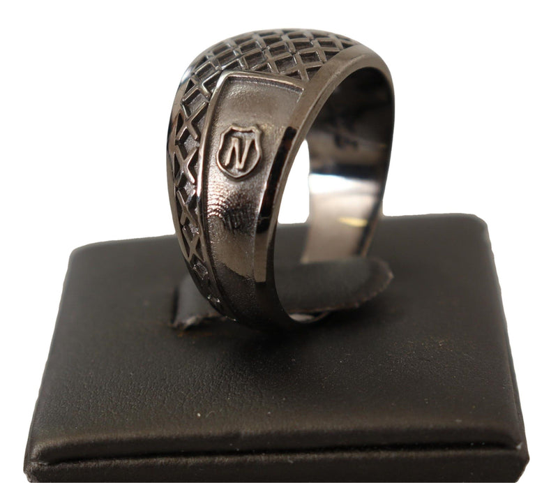 Nialaya Rhodium 925 Sterling Silver Mens Men's Ring