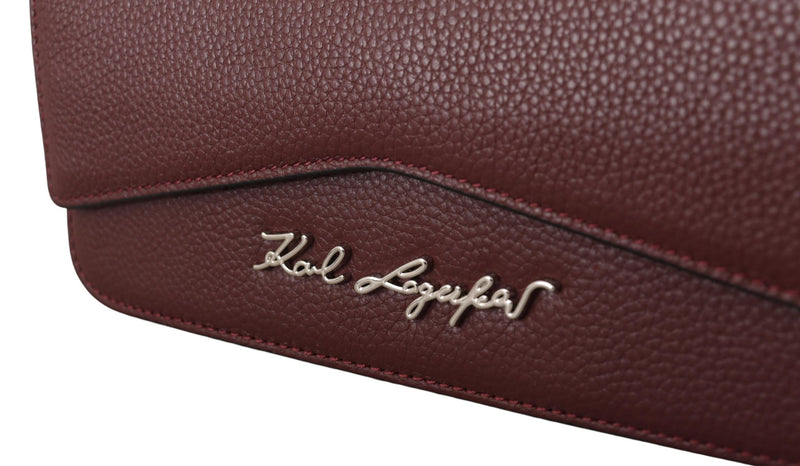Karl Lagerfeld Wine Leather Evening Clutch Women's Bag