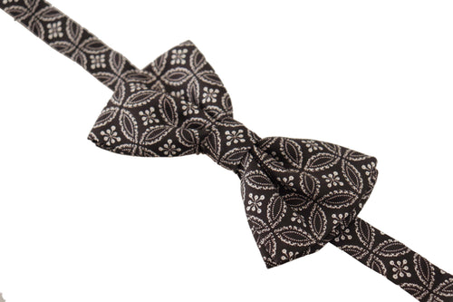 Dolce & Gabbana Elegant Black and White Silk Bow Men's Tie