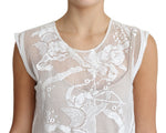 Dolce & Gabbana White Cotton Lace Floral Angel Motif Tank Women's Top