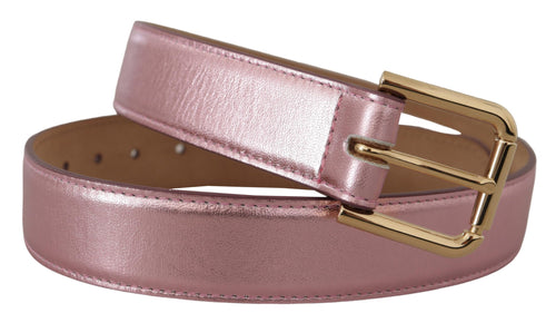 Dolce & Gabbana Elegant Metallic Pink Leather Women's Belt