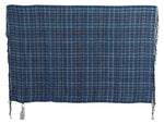 Costume National Chic Linen Fringed Scarf in Blue Women's Checkered
