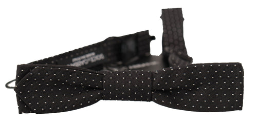 Dolce & Gabbana Elegant Black and White Silk Bow Men's Tie