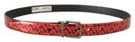 Dolce & Gabbana Elegant Red Leather Belt with Silver Men's Buckle