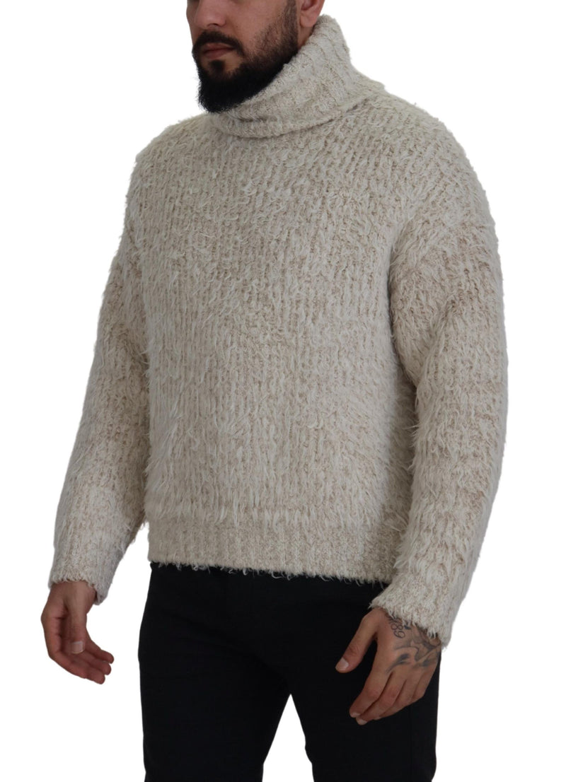 Dolce & Gabbana Elegant Cream Turtleneck Wool Blend Men's Sweater