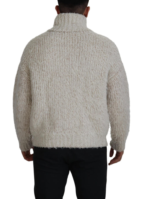 Dolce & Gabbana Elegant Cream Turtleneck Wool Blend Men's Sweater