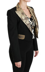 Dolce & Gabbana Black Jacquard Vest Blazer Coat Wool Women's Jacket
