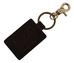 Dolce & Gabbana Brown Leather Logo Metal Ring Hook Men's Keychain