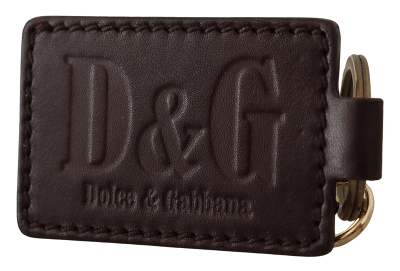 Dolce & Gabbana Elegant Unisex Leather Keyring with Gold Men's Detail