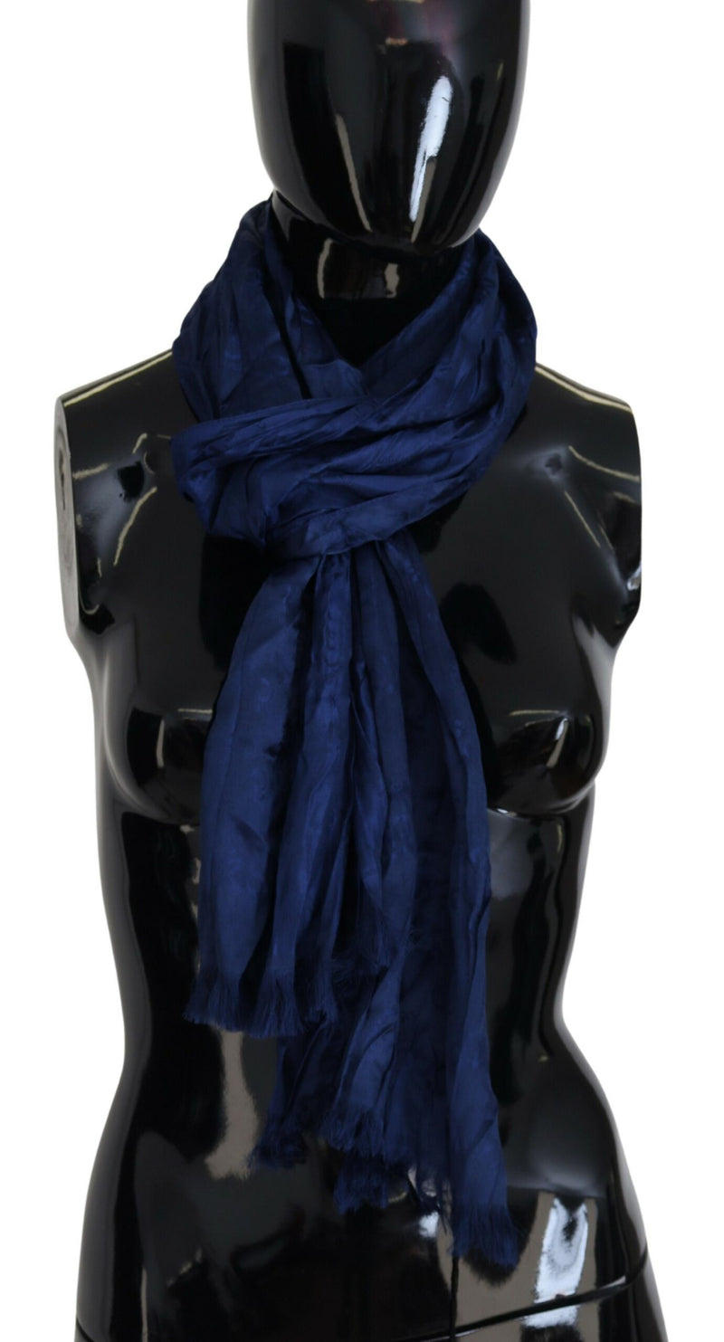 Costume National Elegant Silk Fringe Scarf in Chic Women's Blue
