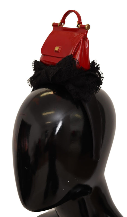 Dolce & Gabbana Exquisite Black Cotton Red Bronze Diadem Women's Headband