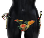 Dolce & Gabbana Black Floral Print Beachwear Swimwear Bikini Women's Bottom