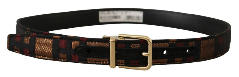 Dolce & Gabbana Multicolor Leather Belt with Gold Women's Buckle