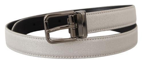 Dolce & Gabbana Chic White Leather Belt with Chrome Men's Buckle