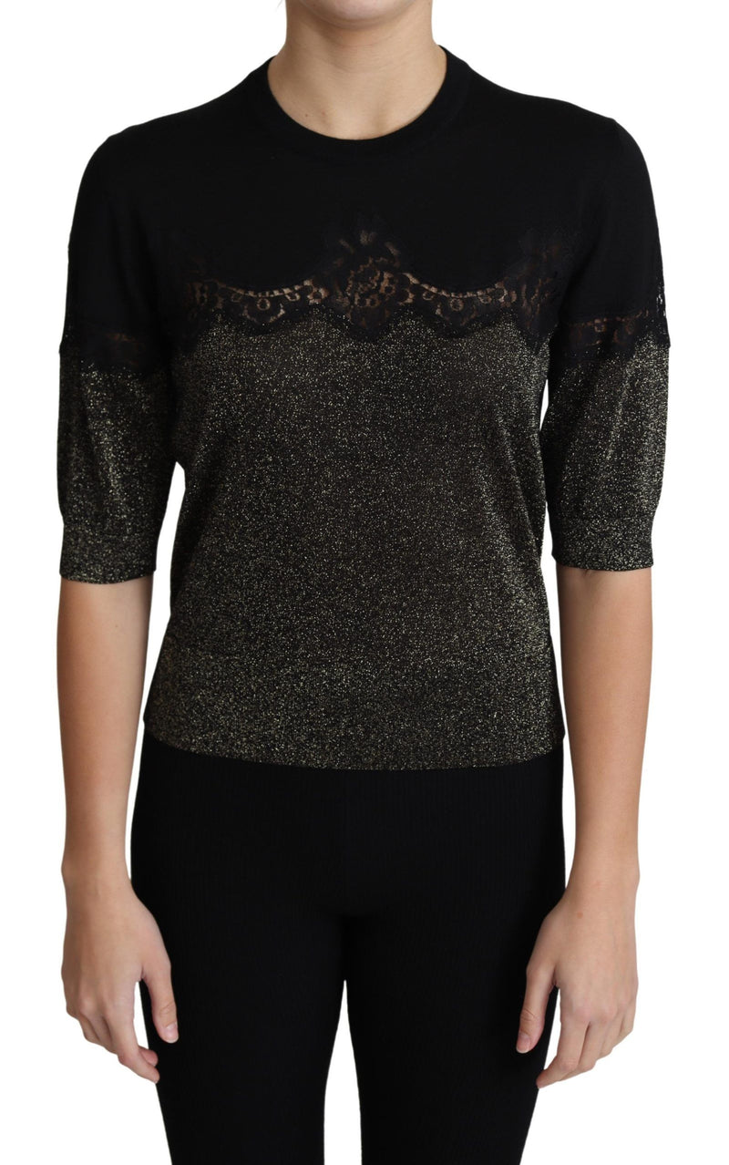 Dolce & Gabbana Elegant Lurex Threaded Jersey Lace Women's Blouse