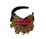 Dolce & Gabbana Black Gold Sacred Heart Logo Embellished Headband Women's Diadem