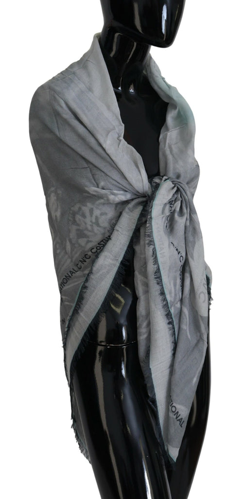 Costume National Chic Designer Grey Scarf with Women's Fringes