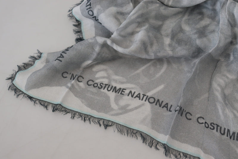 Costume National Chic Designer Grey Scarf with Women's Fringes