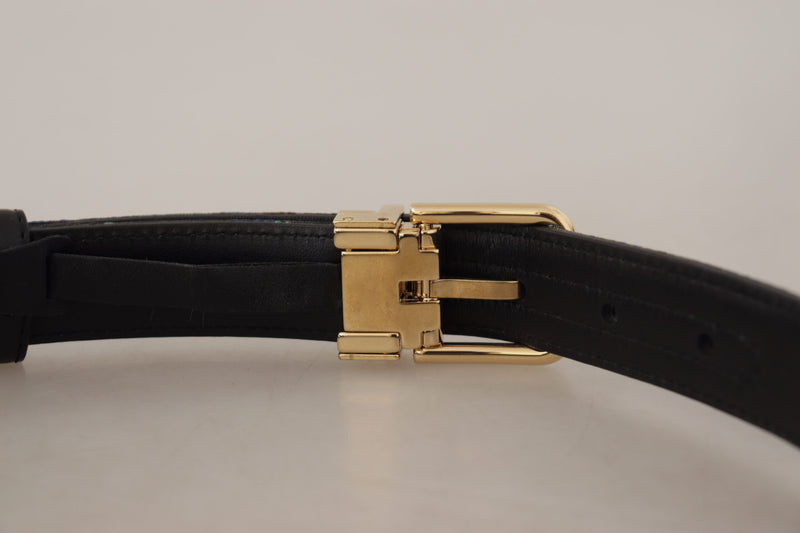 Dolce & Gabbana Elegant Multicolor Leather Belt with Gold Women's Buckle