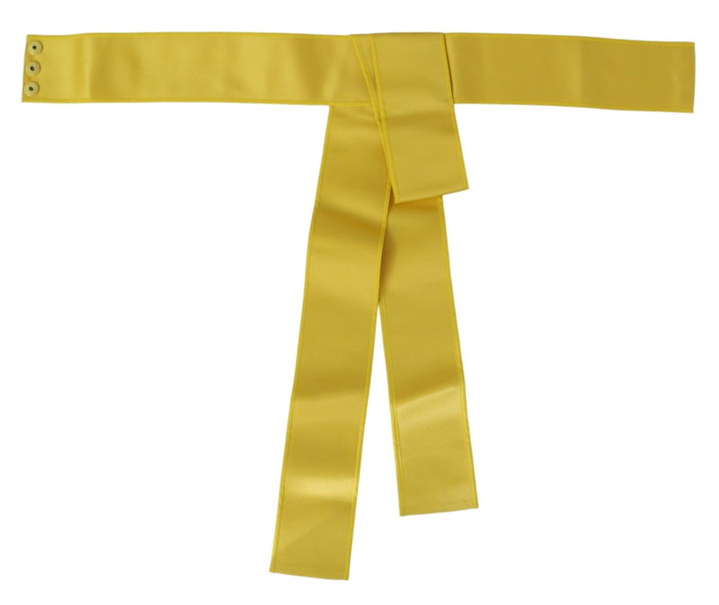 Dolce & Gabbana Yellow Wide Snap Button Closure Silk Women's Belt