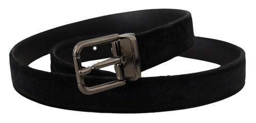 Dolce & Gabbana Elegant Black Leather Belt with Silver Tone Men's Buckle
