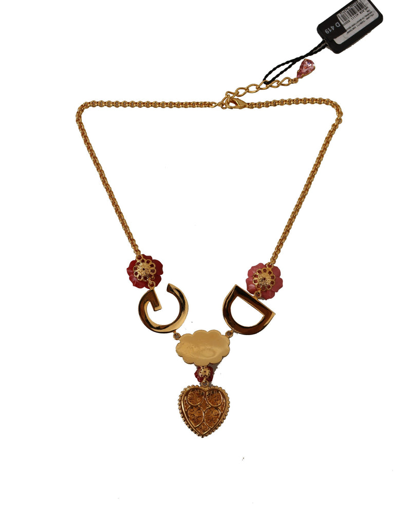Dolce & Gabbana Glamorous Gold Crystal Charm Women's Necklace
