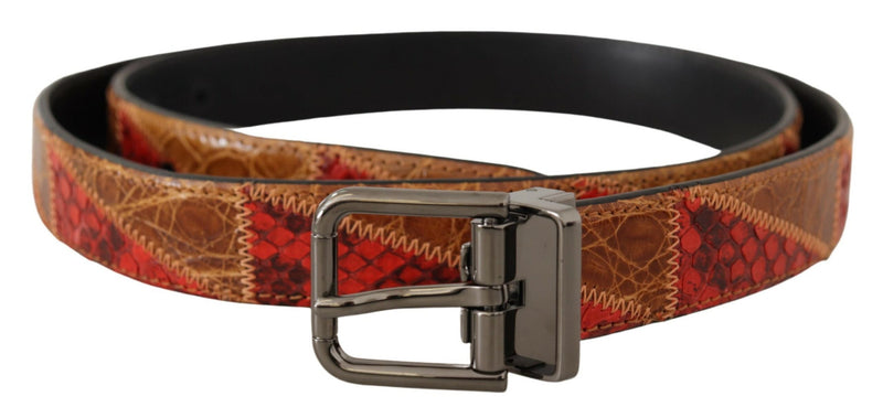 Dolce & Gabbana Elegant Two-Tone Snakeskin Leather Men's Belt