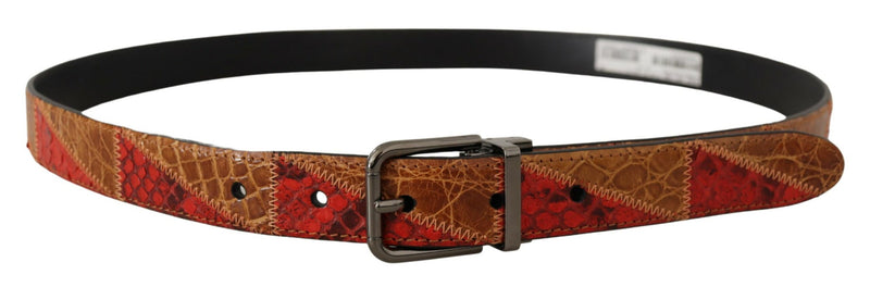 Dolce & Gabbana Elegant Two-Tone Snakeskin Leather Men's Belt