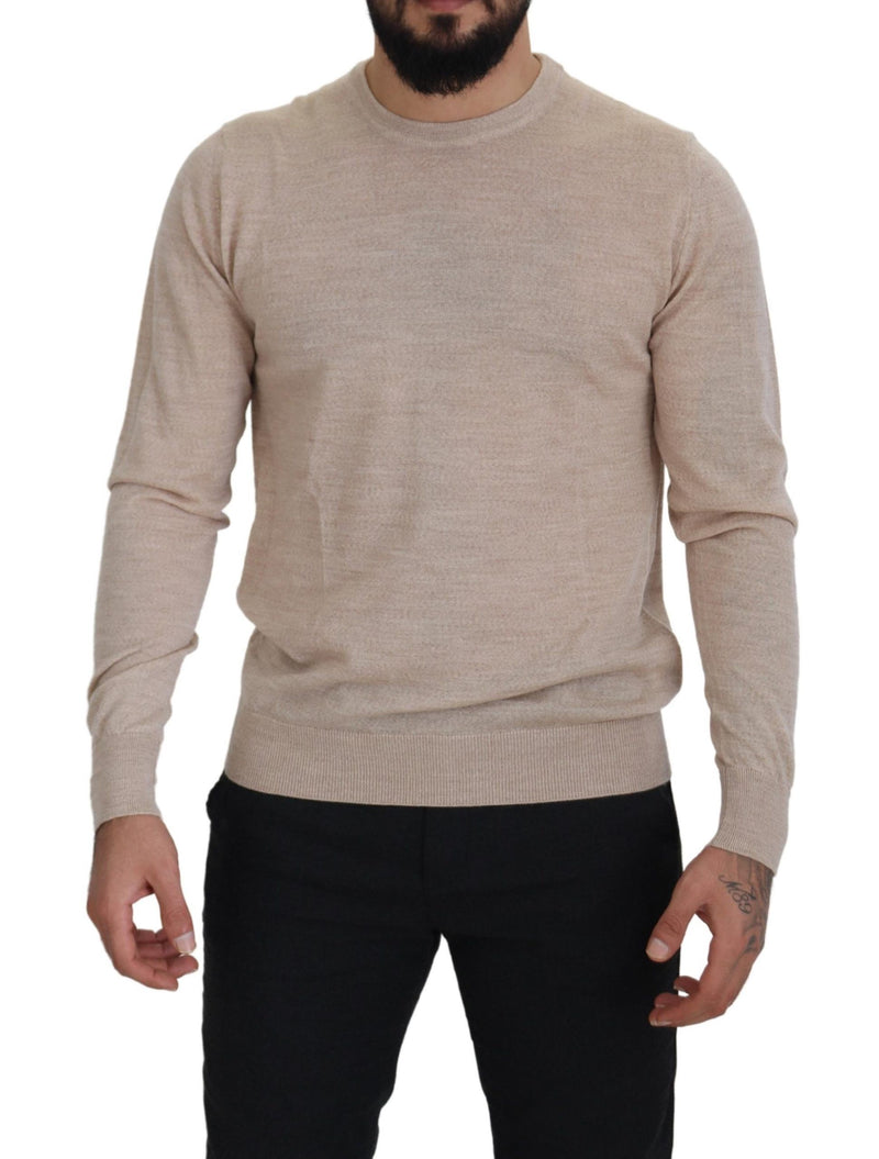 Dolce & Gabbana Elegant Beige Crewneck Wool Men's Sweater