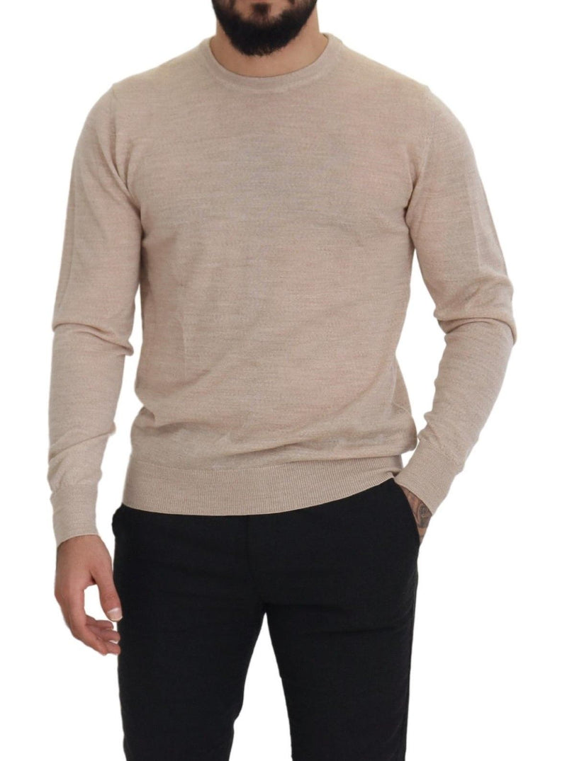 Dolce & Gabbana Elegant Beige Crewneck Wool Men's Sweater