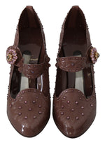 Dolce & Gabbana Brown Floral Crystal CINDERELLA Heels Women's Shoes