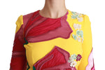 Dolce & Gabbana Yellow Floral Crystal Bodycon Sheath Women's Dress