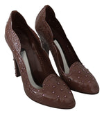 Dolce & Gabbana Brown Floral Crystal Heels CINDERELLA Women's Shoes