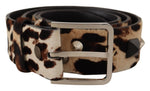 Dolce & Gabbana Elegant Leopard Print Leather Men's Belt