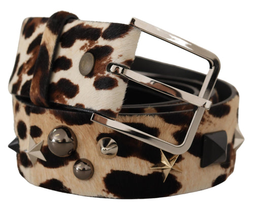 Dolce & Gabbana Elegant Leopard Print Leather Men's Belt