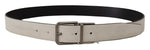 Dolce & Gabbana Elegant White Leather Belt with Silver Men's Buckle