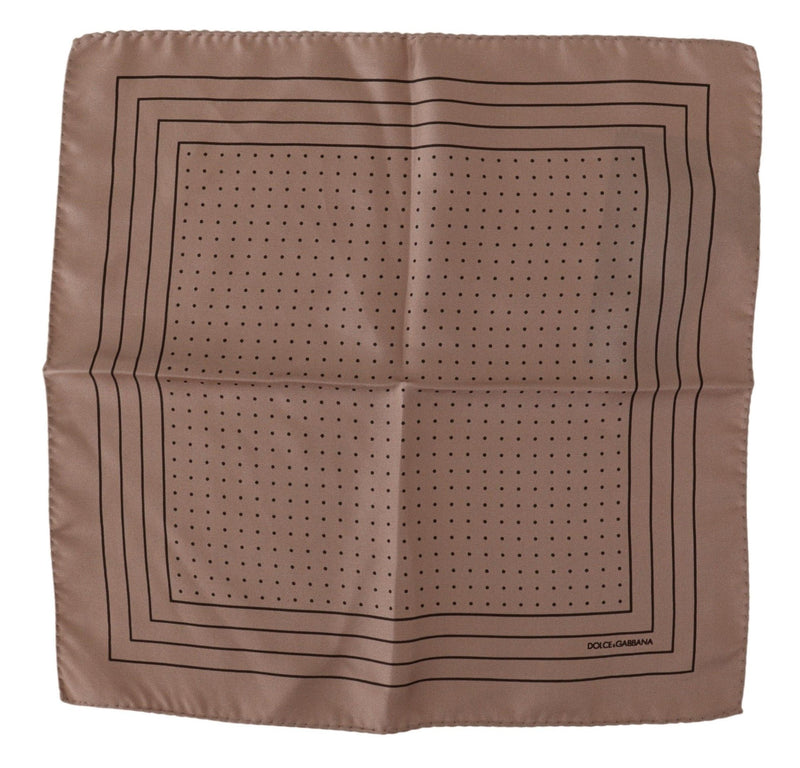 Dolce & Gabbana Brown Dotted Silk Square Men's Handkerchief